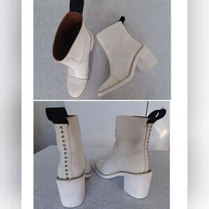 Zadig & Voltaire Heeled Leather PullOn Ankle Boots With Studs Made In Italy 🇮🇹